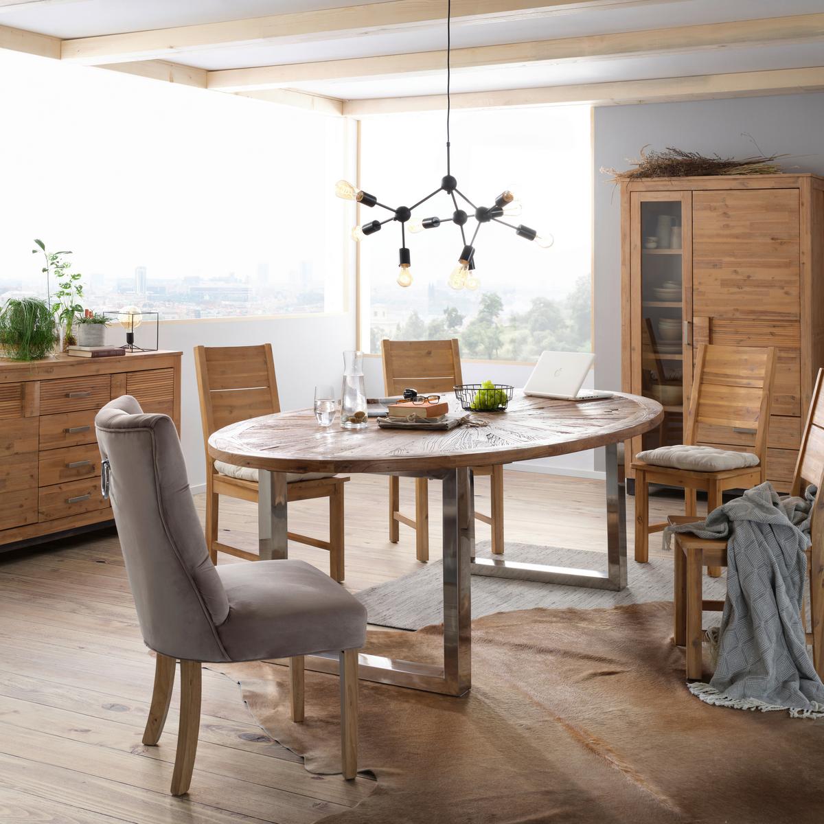 JEDÁLENSKÝ STÔL ATTENZIONE 254 - hnedá/hliníková, Lifestyle, kov/drevo (254/78/135cm) - Premium Living