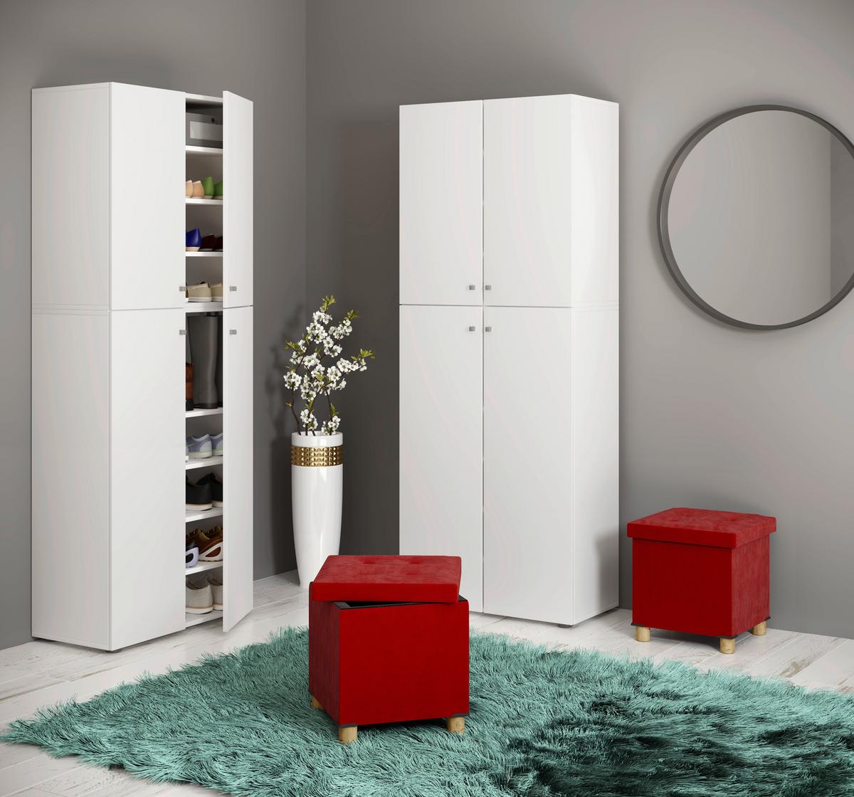 Hockerbank Sizos M Rot B: 38 cm - Rot/Braun, MODERN, Textil (38/40/38cm) - MID.YOU