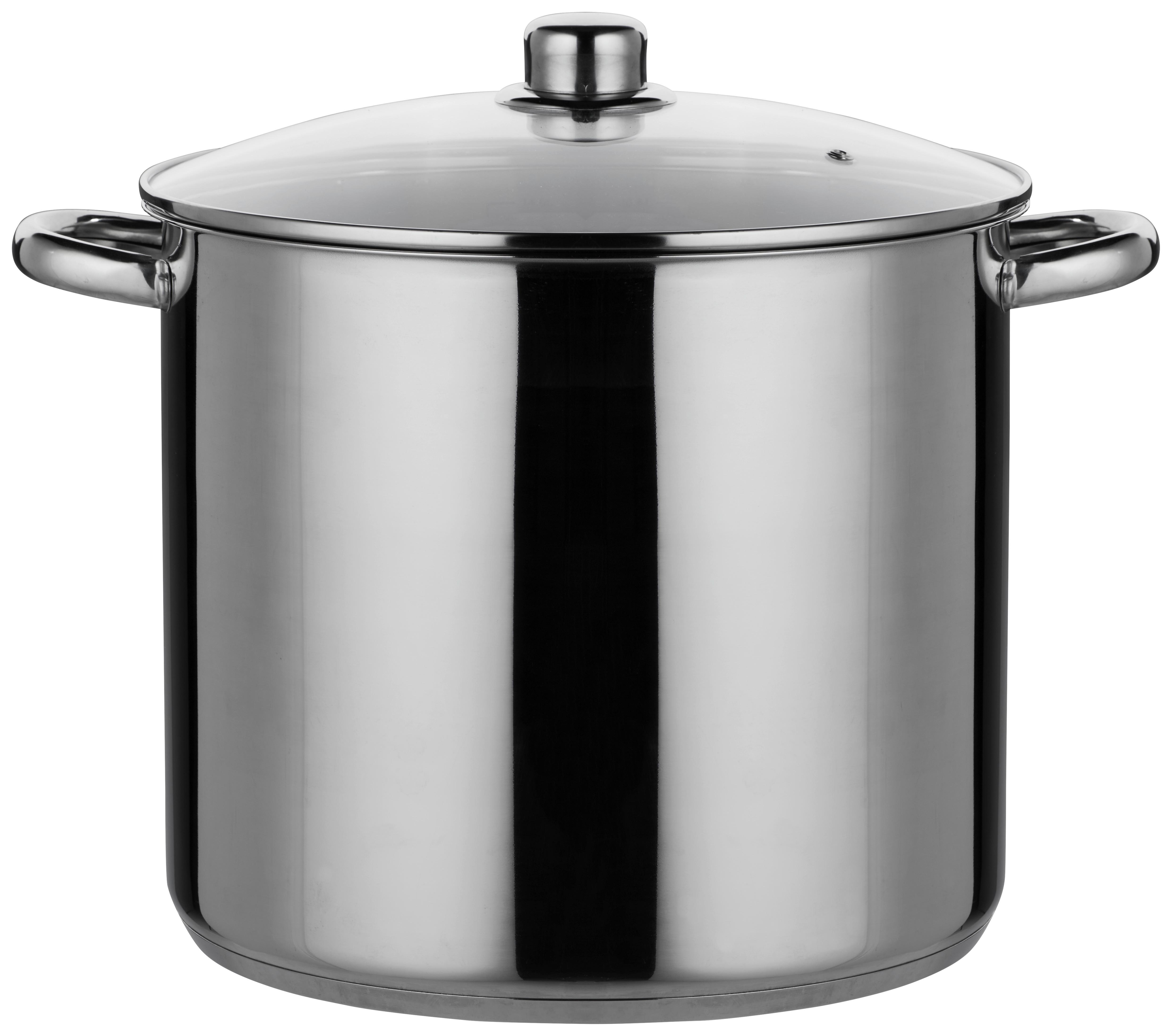Großraumtopf 15 L Edelstahl Mit Dampfablass - Klar/Edelstahlfarben, MODERN, Glas/Metall (28/24,5cm) - Luca Bessoni