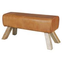 Hocker Wl5.105 Leder Braun Sitz Gepolstert  H: 43 cm - Braun, Natur, Leder (90/43/30cm) - MID.YOU