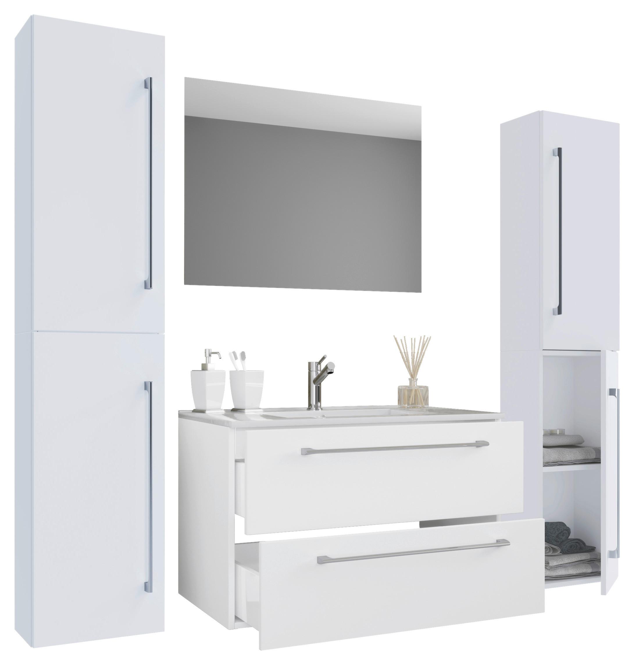 Badezimmer Badinos 5-Teilig Weiß B: 126 cm - Weiß, MODERN, Keramik/Holzwerkstoff (127cm) - MID.YOU