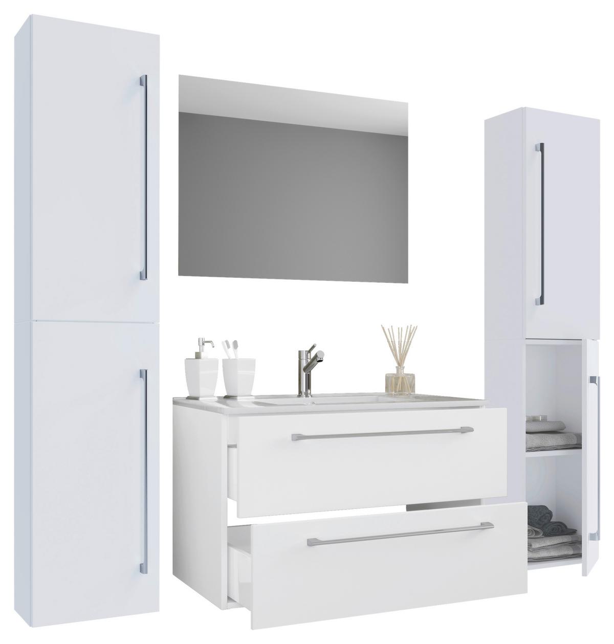 Badezimmer Badinos 5-Teilig Weiß B: 126 cm - Weiß, MODERN, Keramik/Holzwerkstoff (127cm) - MID.YOU