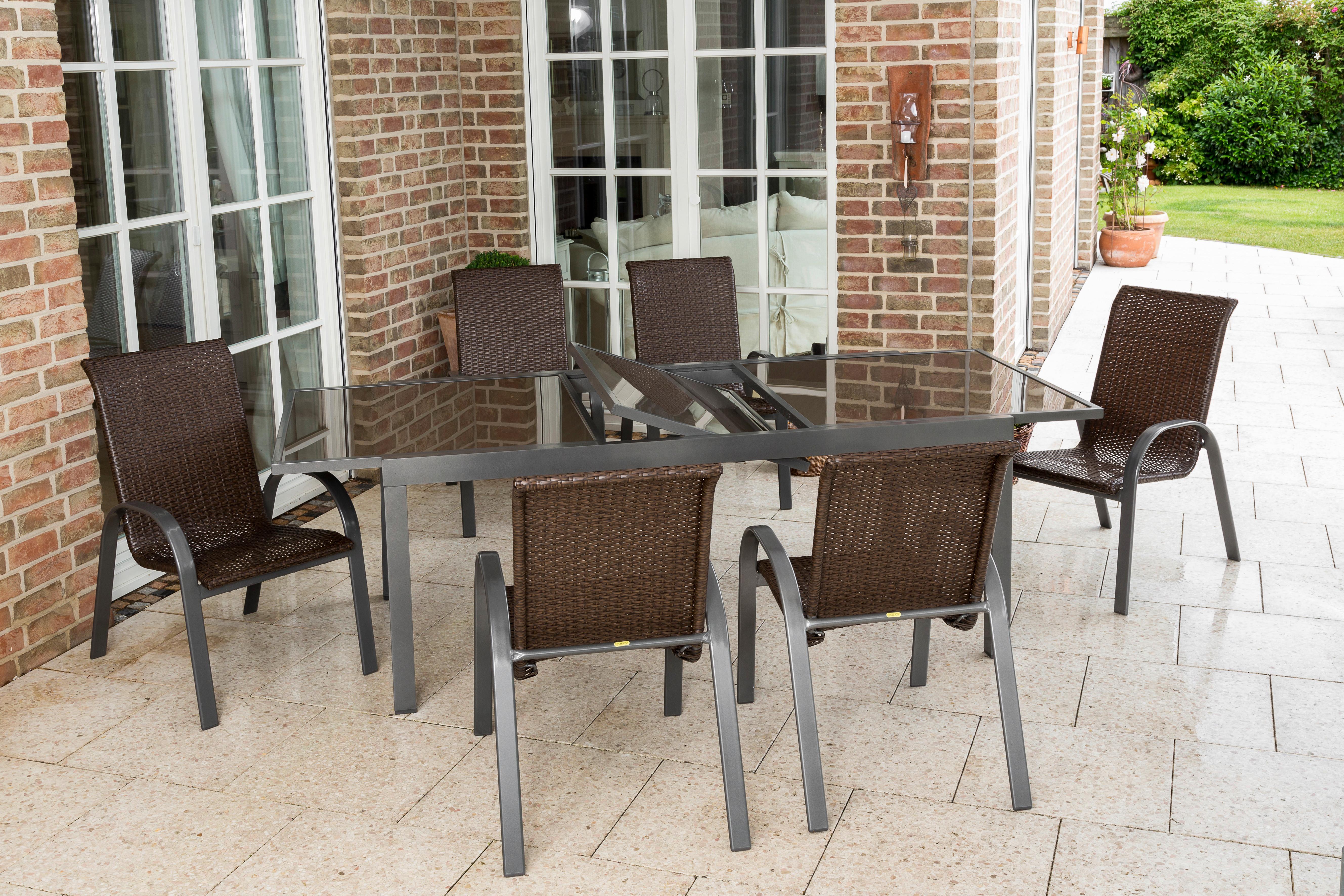 Gartenset Varese - Graphitfarben/Braun, MODERN, Kunststoff/Metall - Gardenson
