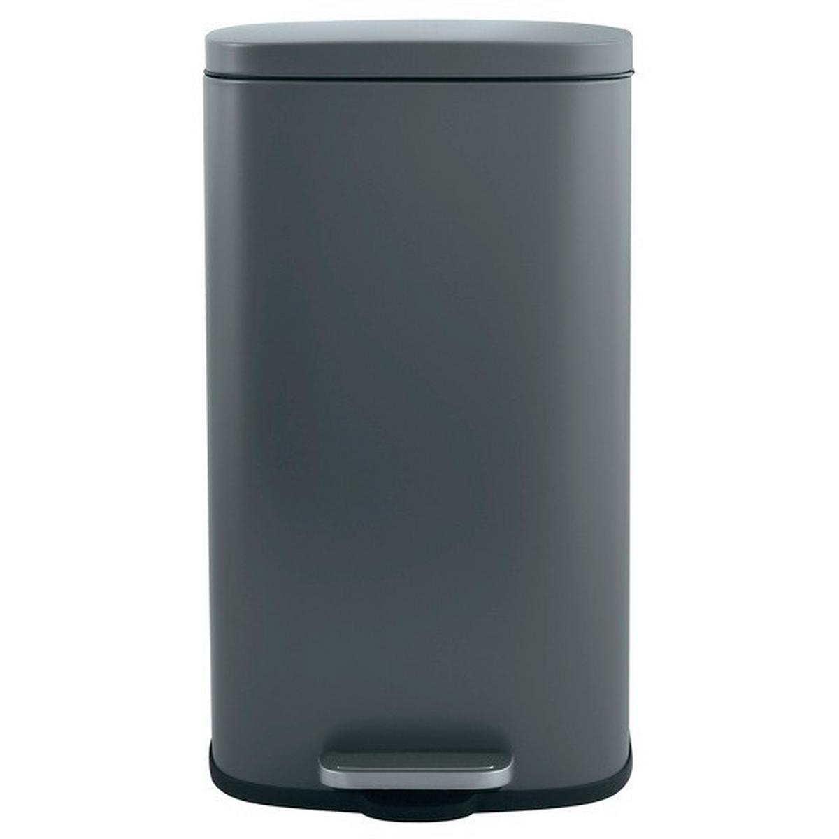Treteimer Akira 50l Dunkelgrau Metall LxBxH: 42,7x29,7x64,3 cm - Dunkelgrau/Schwarz, Basics, Kunststoff/Metall (42,7/29,7/64,3cm) - Spirella