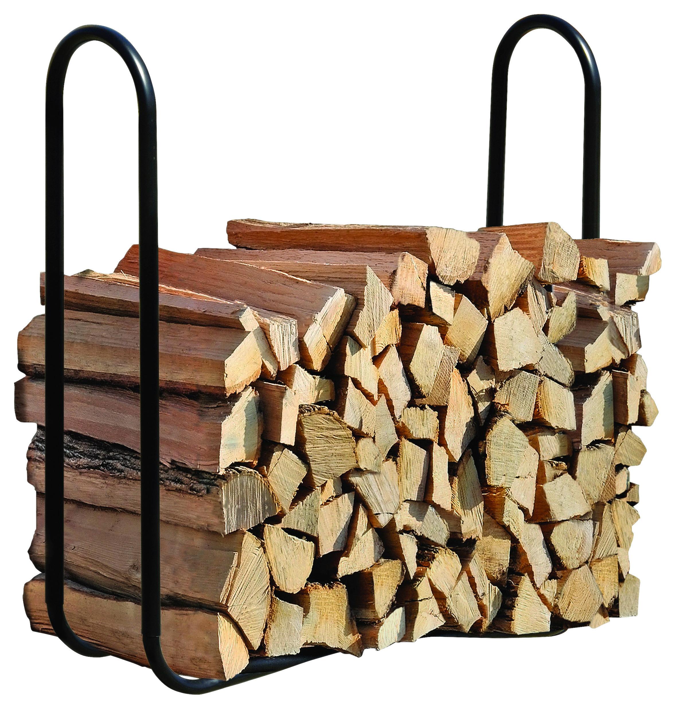 Regál na drevo 122cm - čierna, Basics, kov (122/103/25cm)