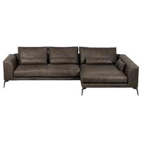 Ecksofa Berlin Fango S: 313 cm - Fango/Schwarz, Design, Leder (313/172cm) - Livetastic