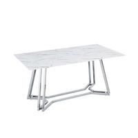 Esstisch Weiß/chromfarben B: 160 Cm - Chromfarben/Weiß, MODERN, Glas/Metall (160/90/76cm) - Livetastic