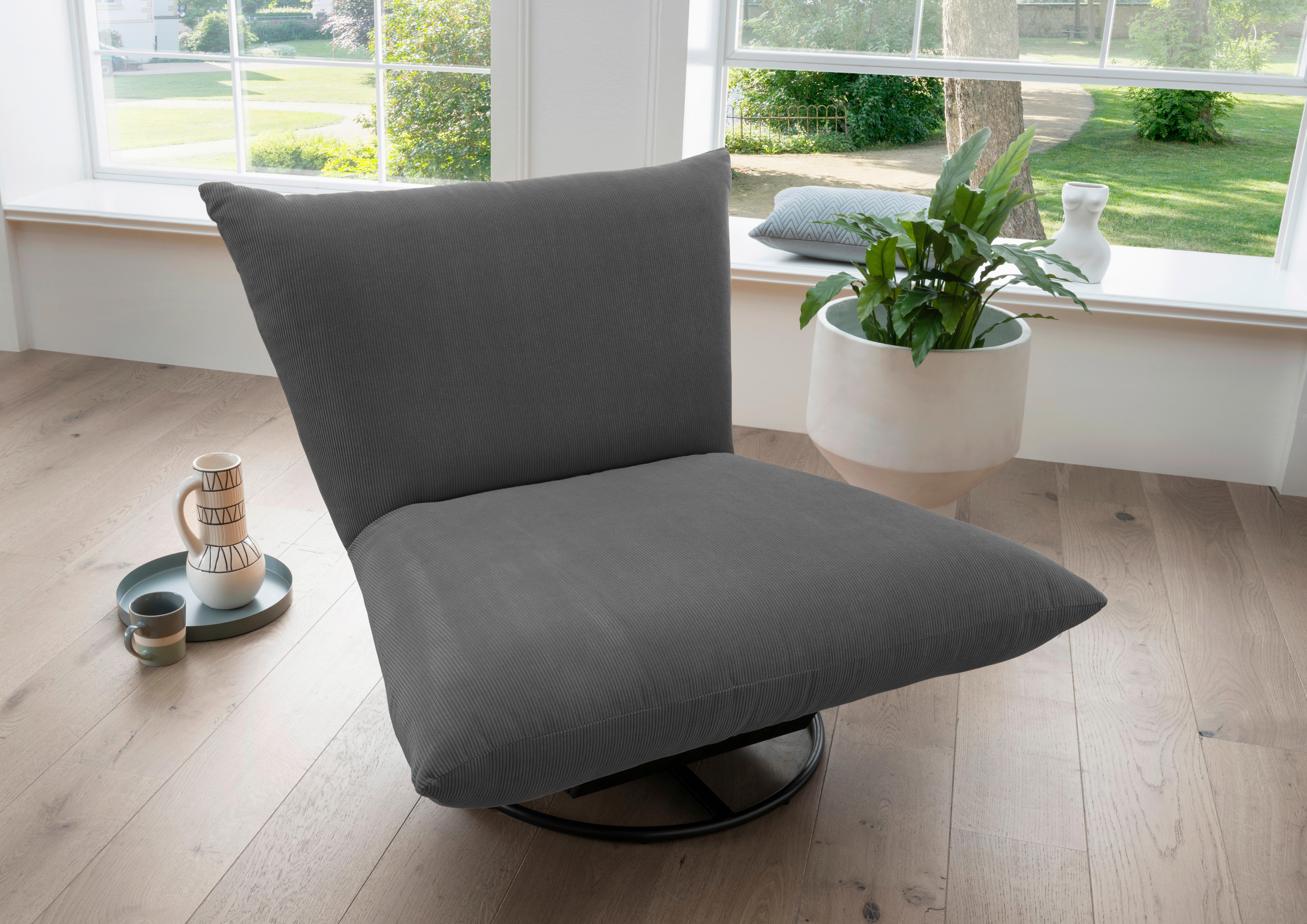Relaxsessel Cremona Polyester Grau - Schwarz/Grau, Design, Textil (100/78/96cm) - Livetastic