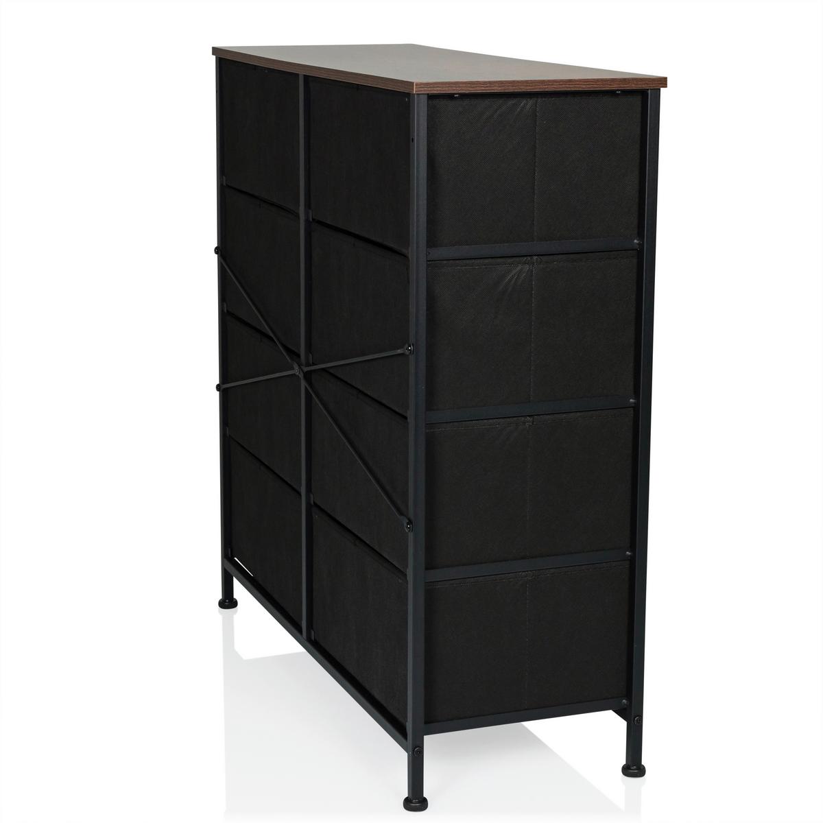 Kommode Ragala Light Eichefarben B: 80 Cm - Eichefarben/Schwarz, MODERN, Holzwerkstoff/Textil (80/82/30cm) - MID.YOU