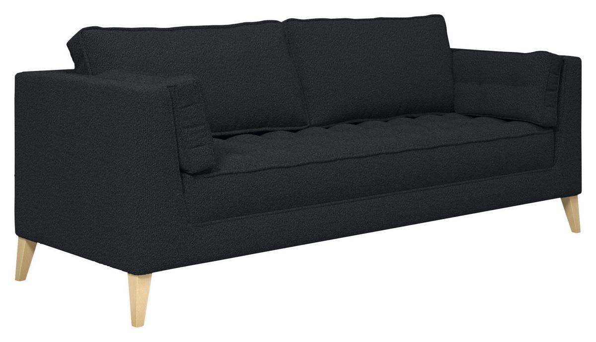 Trojmiestna pohovka DOTI, čierna - čierna/prírodná farba, Design, kompozitné drevo/textil (170/95/85cm) - MID.YOU