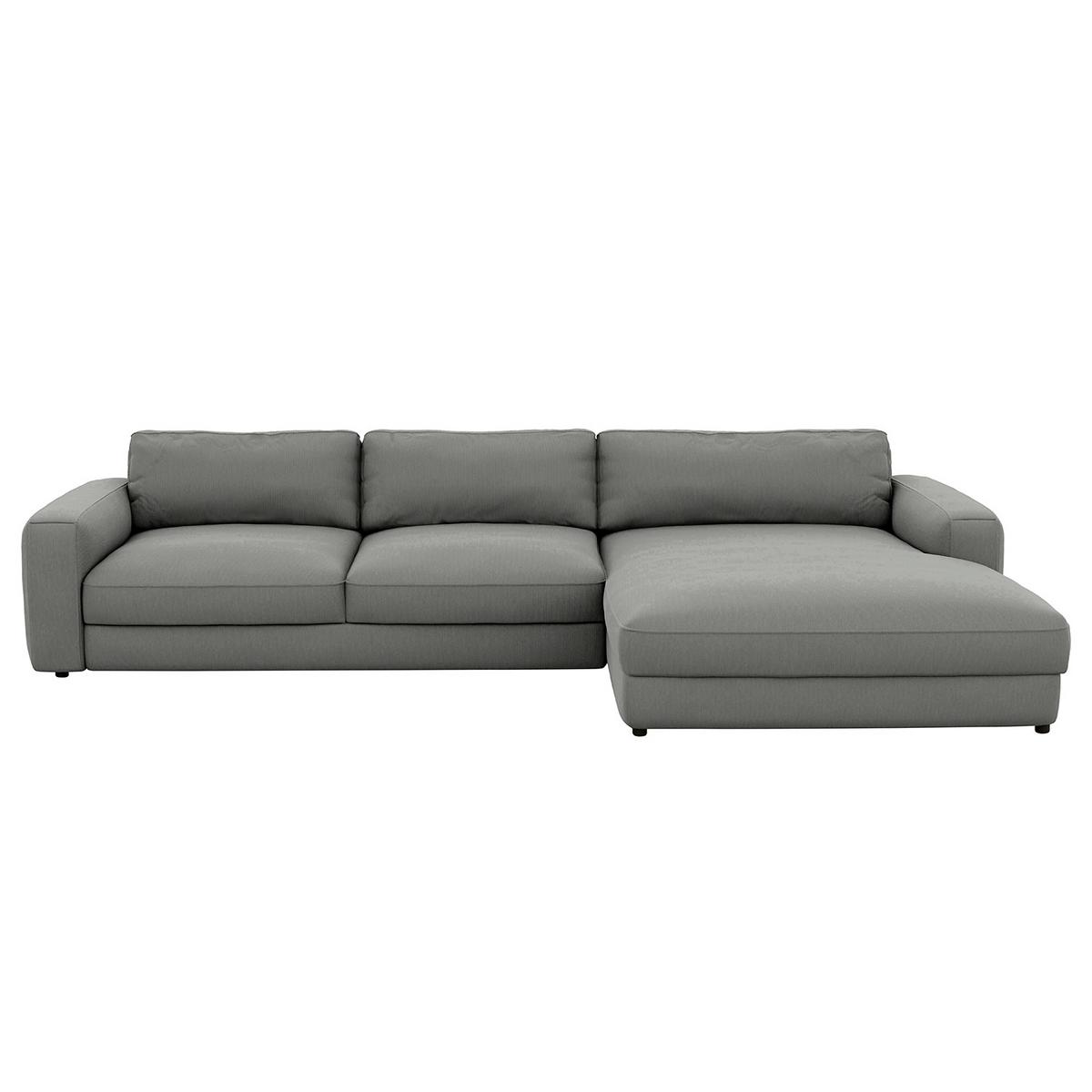Ecksofa Bourbon, D. Grau S: 303x176 cm - Dunkelgrau/Schwarz, MODERN, Textil (303/176cm) - Trendmanufaktur