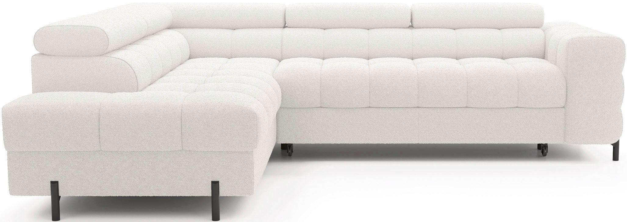 Ecksofa Ferucce Weiß S: 200x276 Cm - Schwarz/Weiß, Design, Textil (200/276cm) - MID.YOU