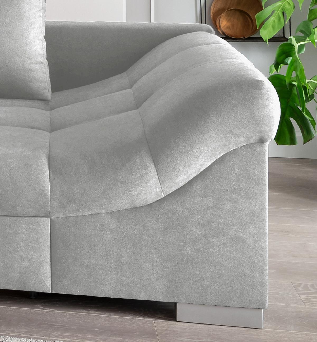 Eckschlafsofa Alvito Silberfarben S: 202/298 Cm - Silberfarben, Design, Textil (202/298cm) - MID.YOU