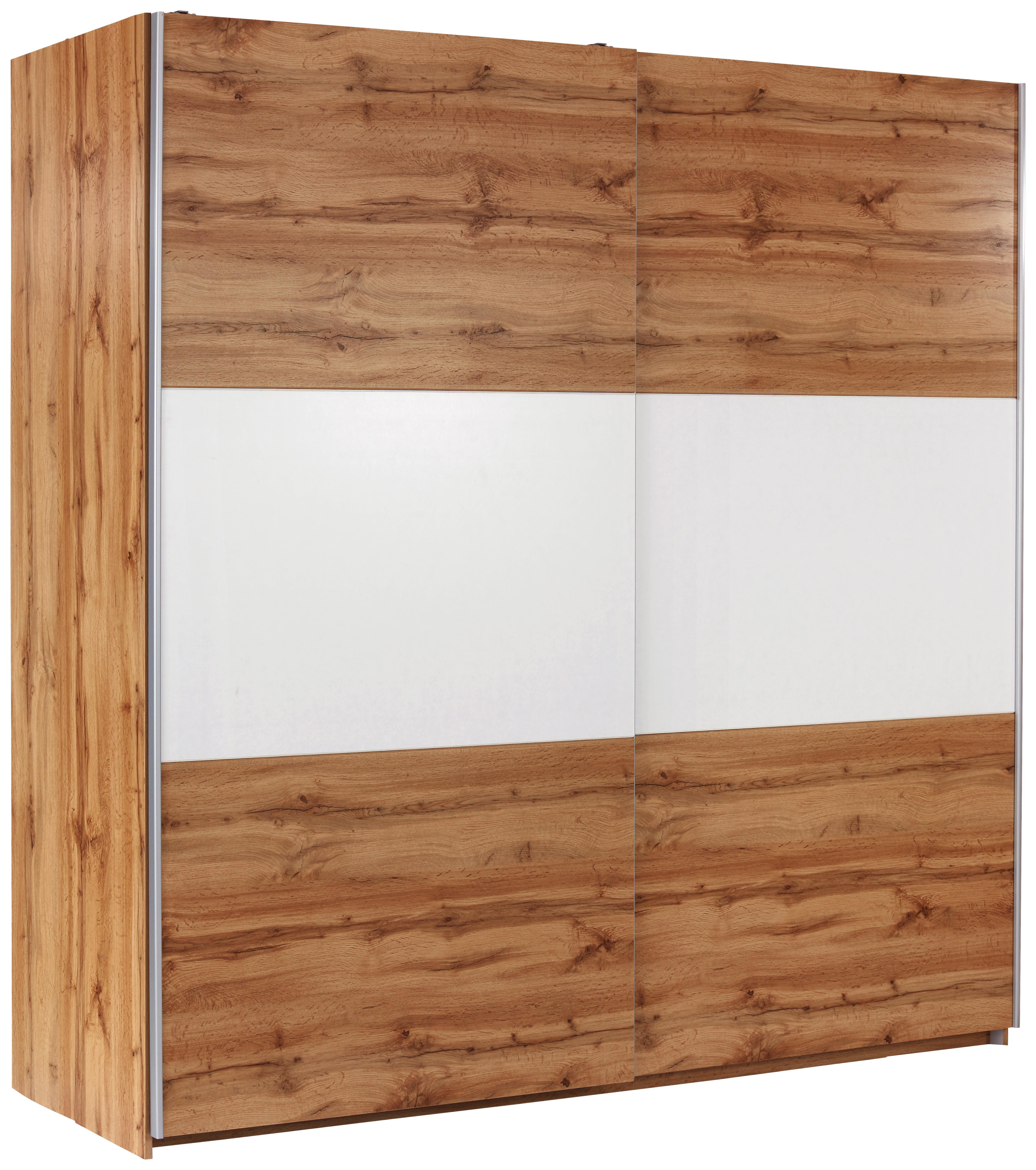 Tolóajtós Szekrény Devon - Tölgyfa/Fehér, konvencionális, Faalapú anyag (215/210/60cm)