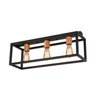 Deckenleuchte Celine L: 65 cm 3-Flammig mit Eiche Echtholz - Schwarz, ROMANTIK / LANDHAUS, Holz/Metall (65/20/23cm) - James Wood