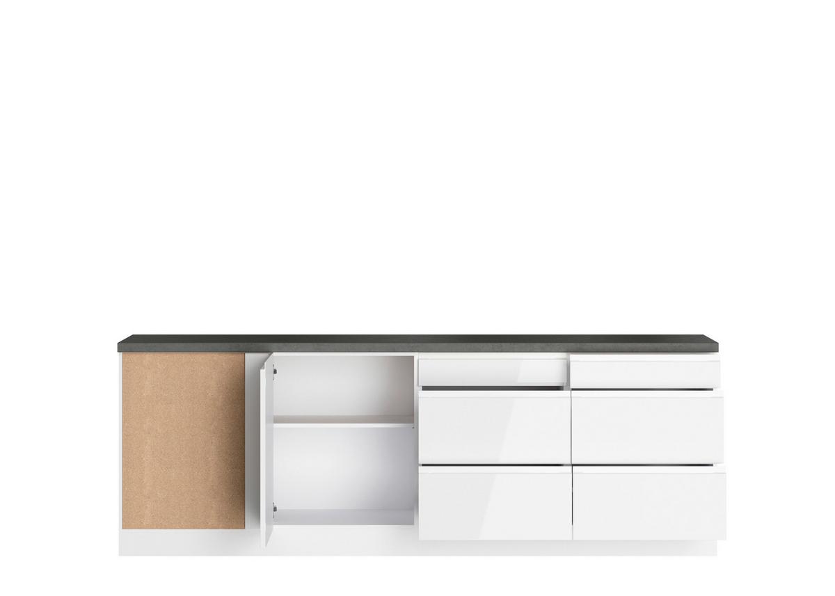 Eckküche Monza Ohne Geräte 300x240 Cm Weiß/grau - Weiß Hochglanz/Weiß, LIFESTYLE, Holzwerkstoff (300/240cm) - Held