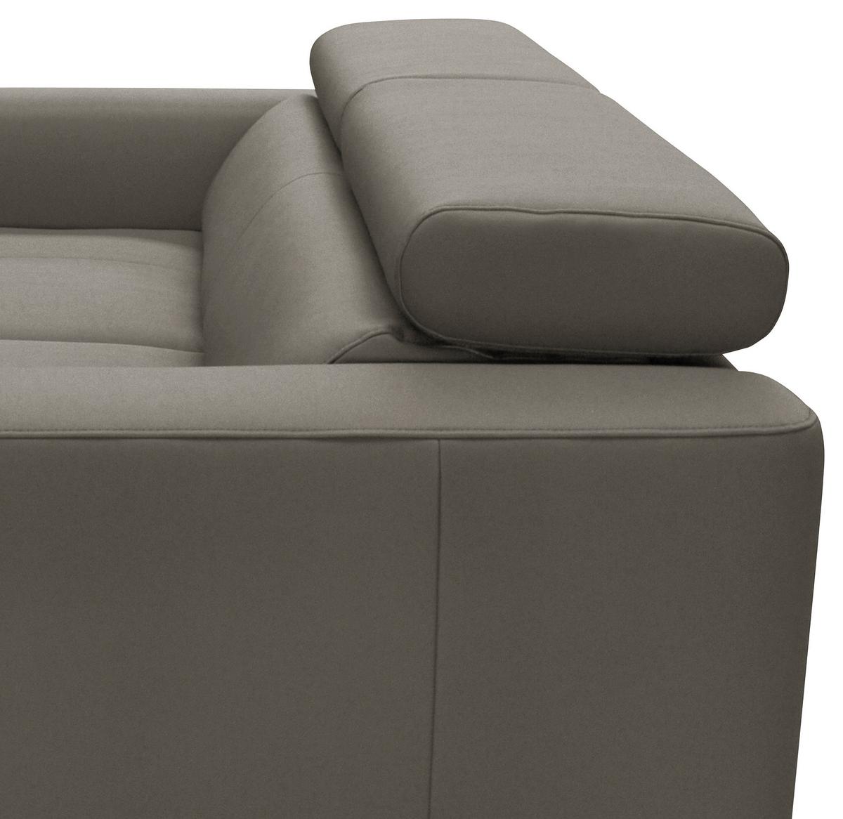 Schlafsofa Mondo, Schlammfarben B: 206 cm - Schlammfarben/Silberfarben, Design, Leder/Textil (206/95/101cm) - Livetastic