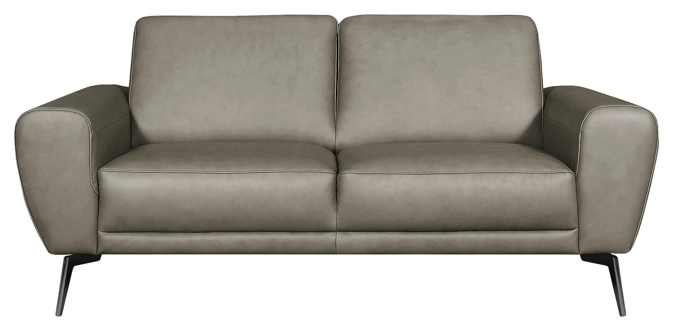 2-Sitzer-Sofa Spring, Grau B: 177 cm - Schwarz/Grau, Design, Leder (177/85/92cm) - Livetastic