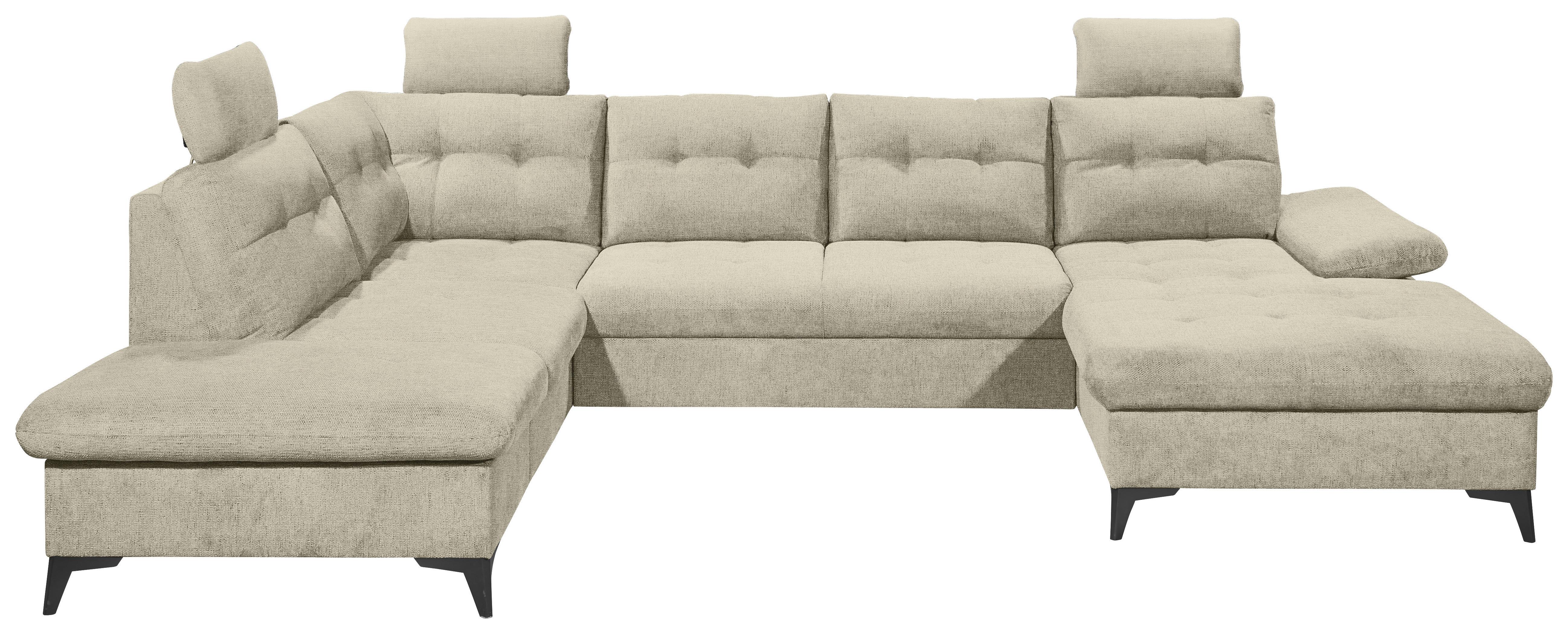 Sedací souprava DURBAN U, levá, béžová - černá/béžová, Konvenční, textil/plast (218/324/170cm) - MID.YOU