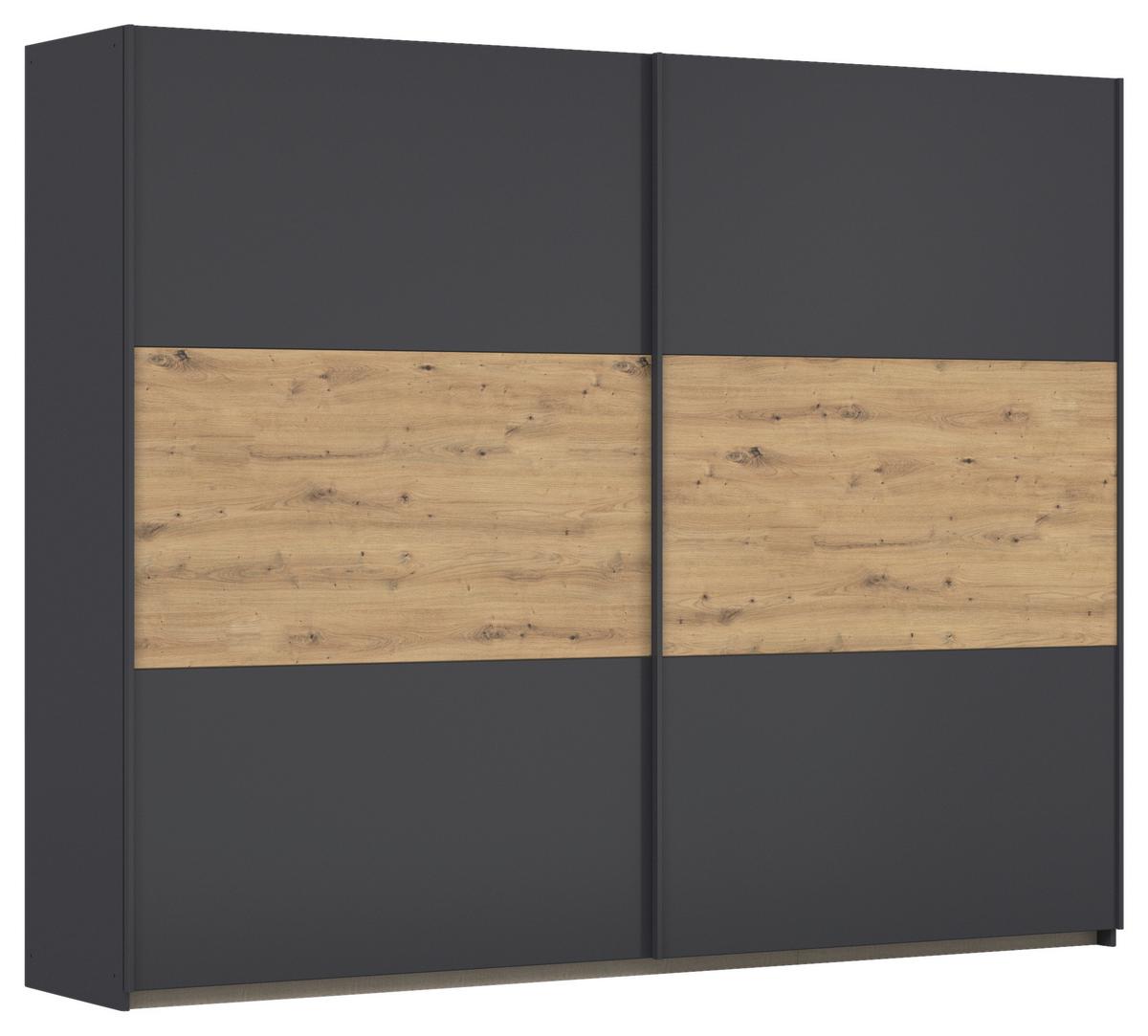 Schwebetürenschrank Neo Grau Eiche Artisan Dekor - Eiche Artisan/Grau, MODERN, Holzwerkstoff (261/210/59cm) - Rauch Möbel