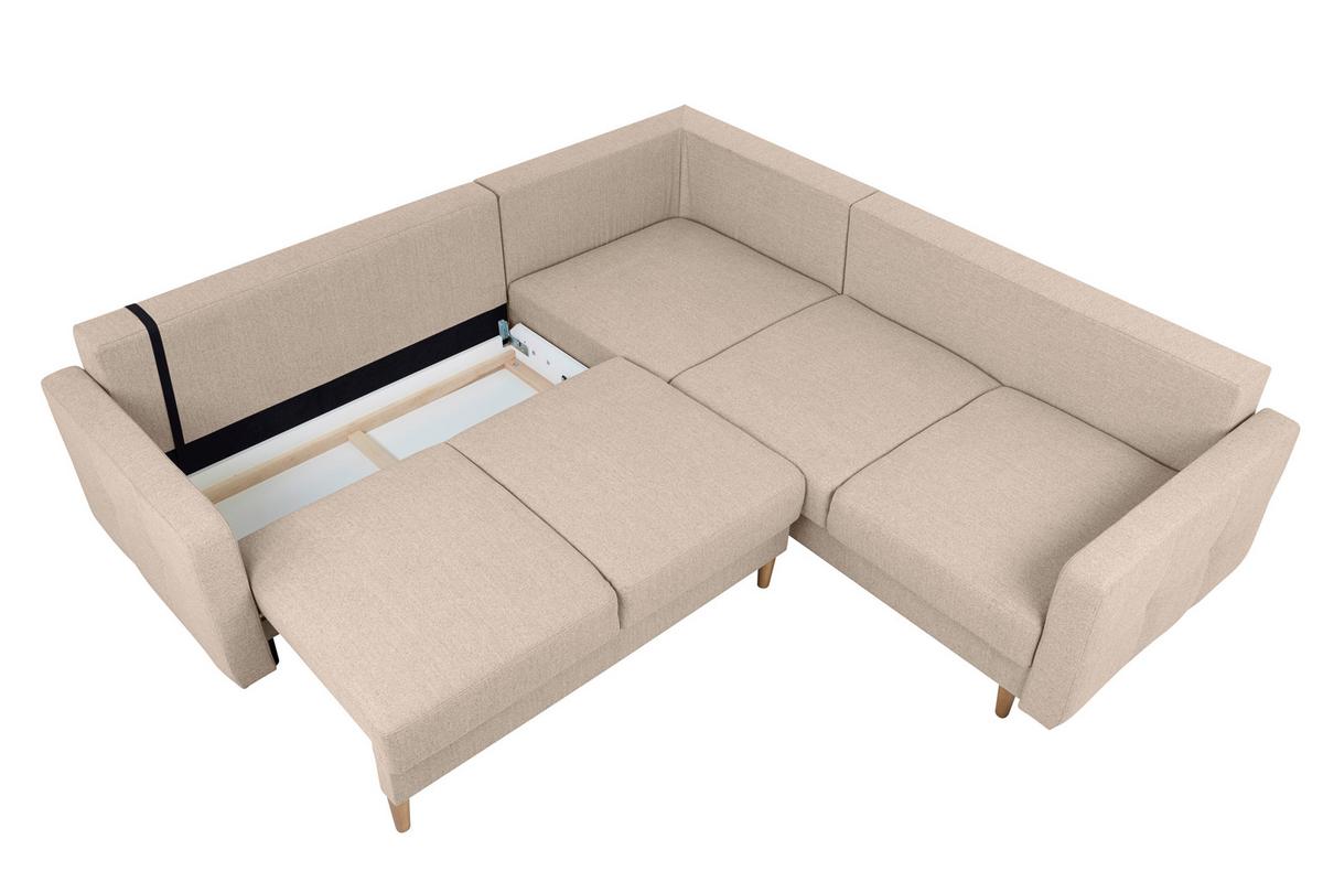 Ecksofa Noret, Creme S: 242x242 Cm - Beige/Buchefarben, Design, Textil (242/242cm) - MID.YOU