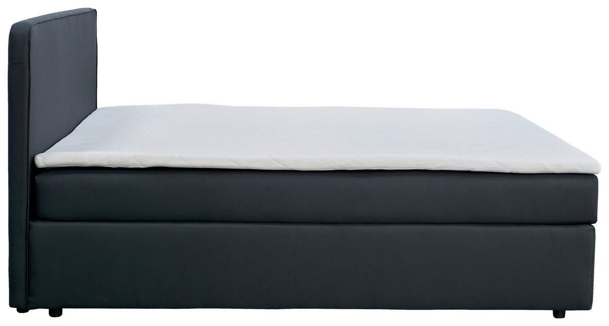 Boxspringbett mit Topper 140x200 Jubi - Dunkelgrau/Anthrazit, KONVENTIONELL, Textil (140/200cm)