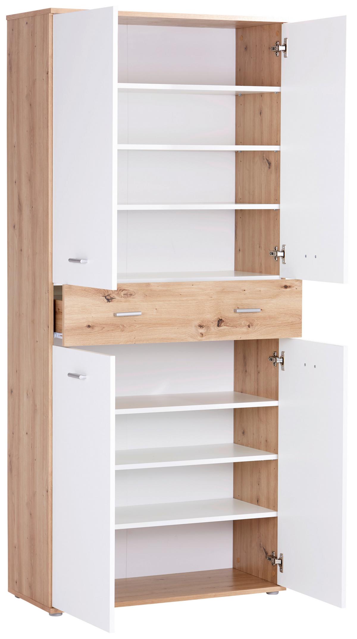 BOTNÍK KÖLN - bílá/barvy dubu, Moderní, kompozitní dřevo/plast (85/190,8/37,7cm)