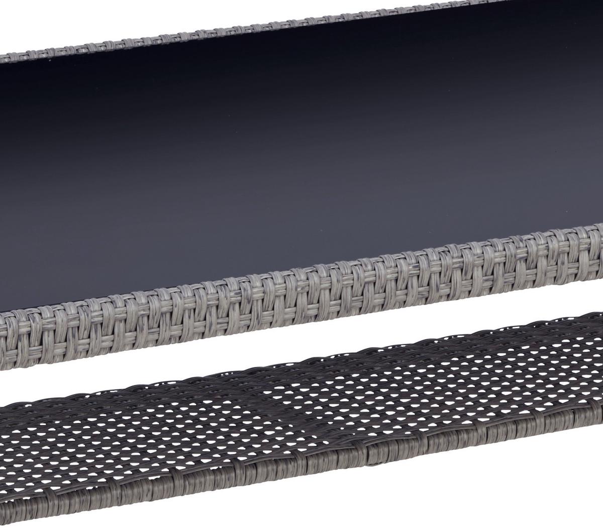 Loungegarnitur 6-Tlg Athena in Rattan-Optik mit Kissen - Schwarz/Grau, MODERN, Glas/Kunststoff - Beldano