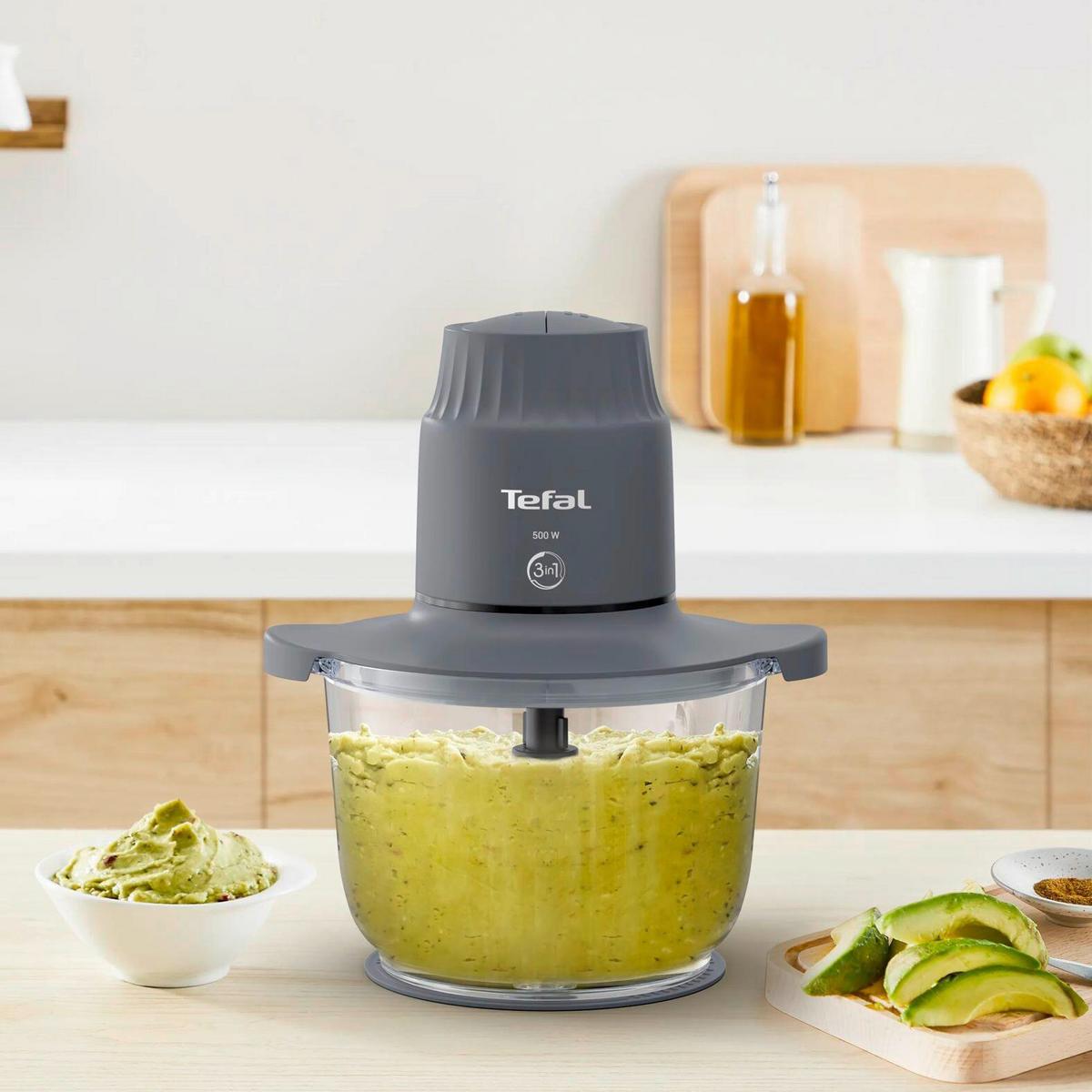 UNIVERSALZERKLEINERER 500W, 1000ml - Grau, Basics, Glas (21,7/18,4/25,4cm) - Tefal