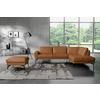 Ecksofa Spring, Cognac S: 273x250 cm - Cognac/Schwarz, Design, Leder (273/250cm) - Livetastic