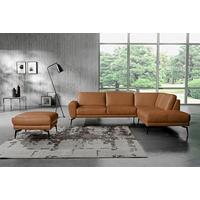 Ecksofa Spring, Cognac S: 273x250 cm - Cognac/Schwarz, Design, Leder (273/250cm) - Livetastic