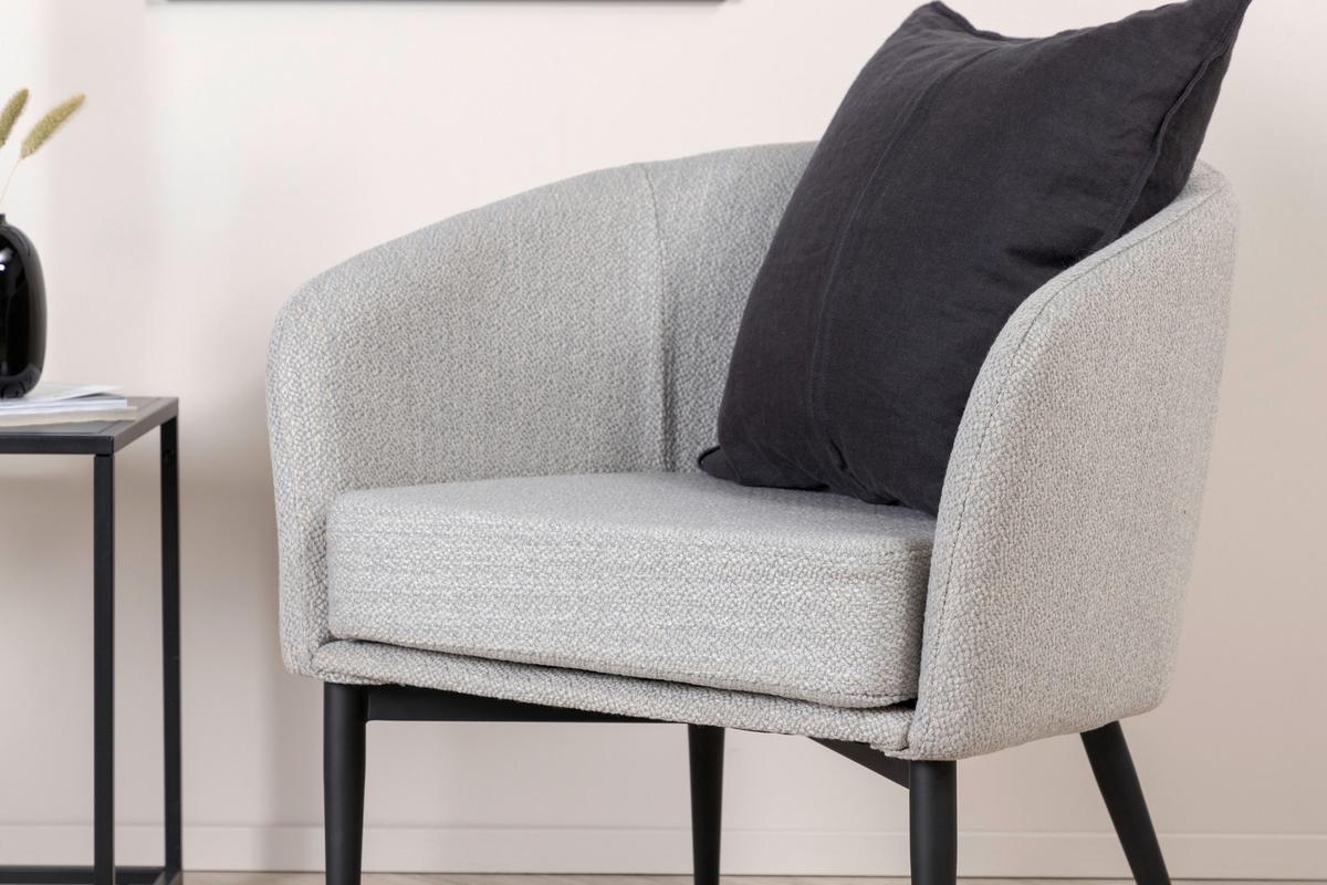 Sessel Fluffy - Schwarz/Grau, Design, Textil/Metall (83/70/64cm) - Livetastic