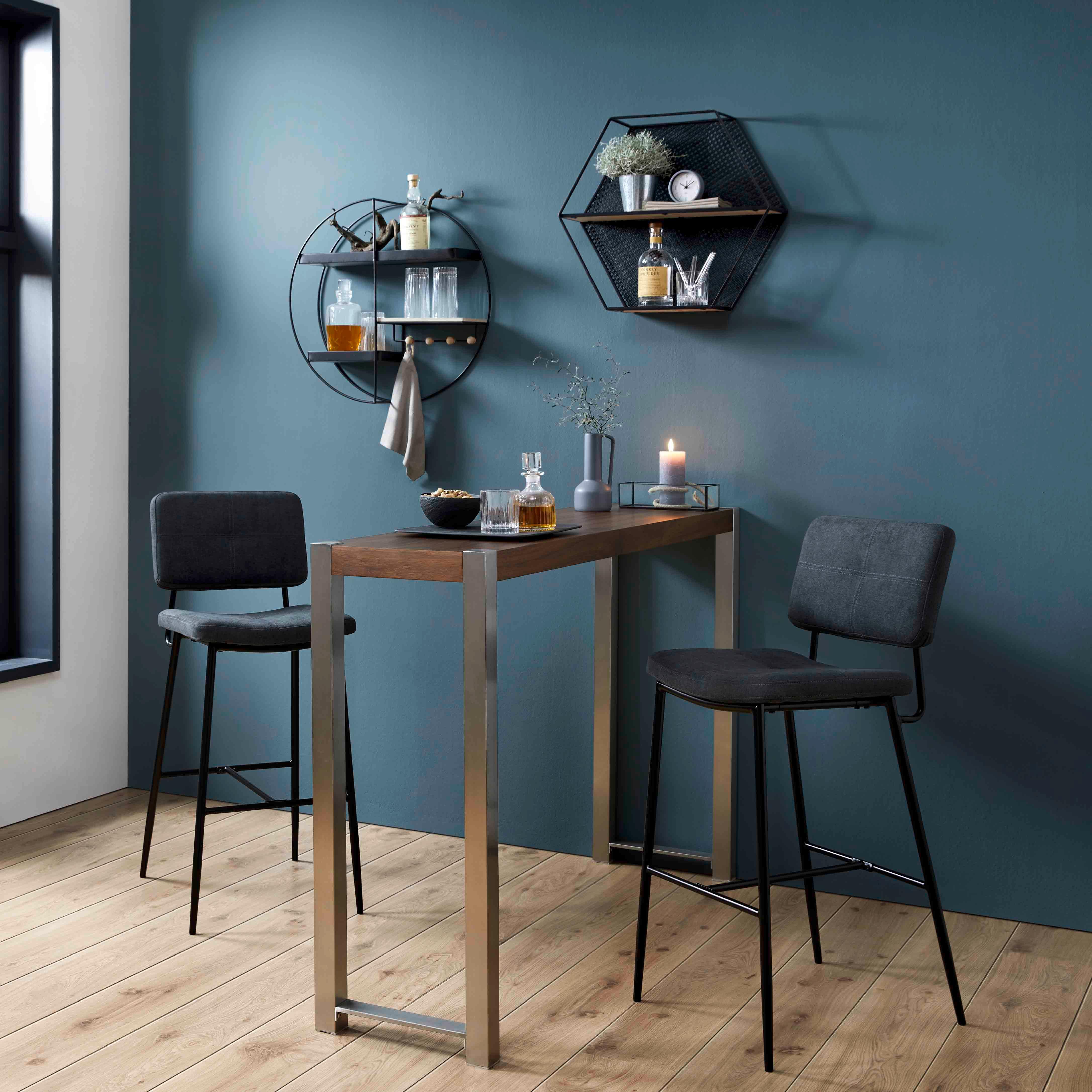 Barová židle NETA tmavěšedá - černá/tmavě šedá, Moderní, kov/dřevo (45/103/52cm) - Bessagi Home