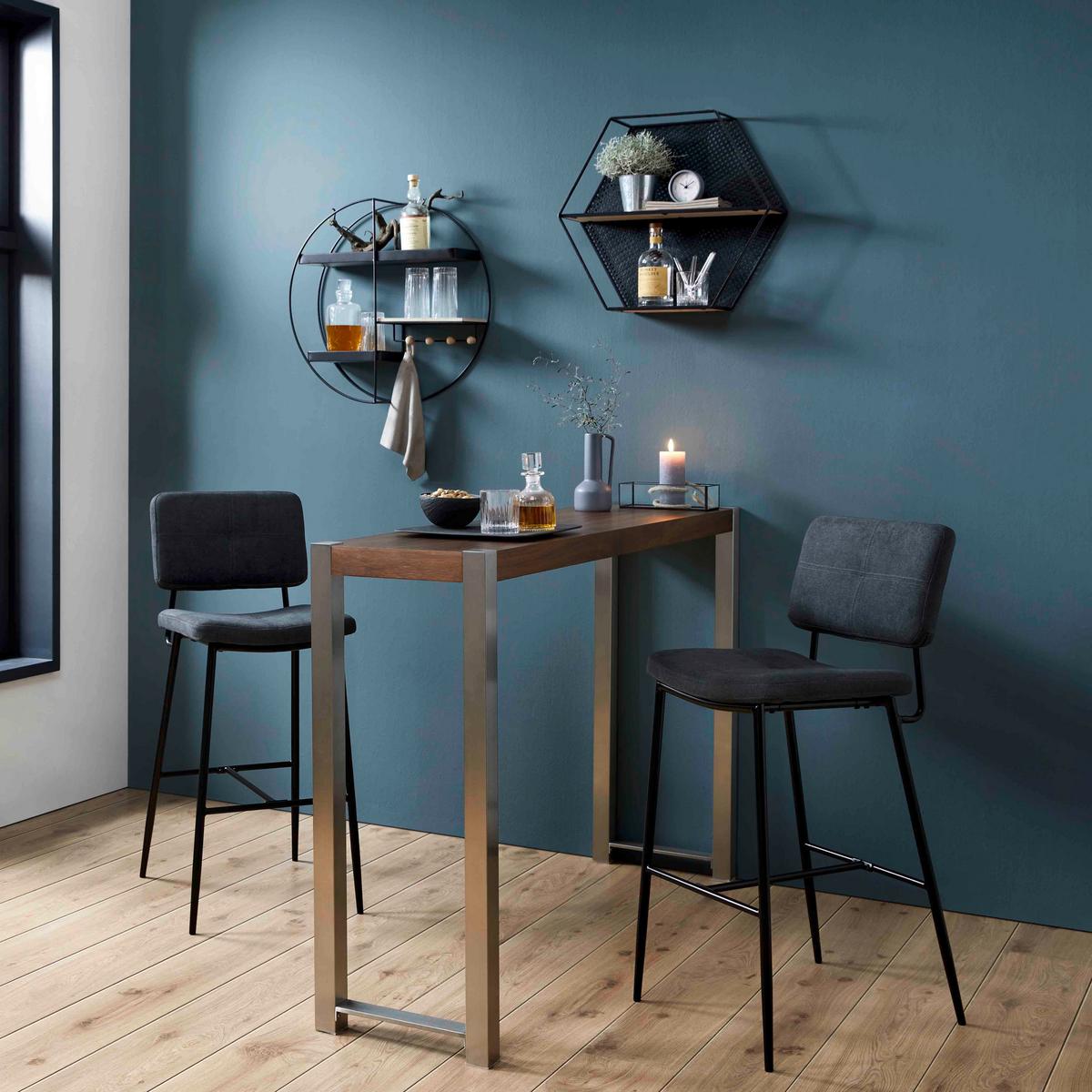 Barový stôl ENORA 40x150 cm - farba ušľachtilej ocele/farba vlašského orecha, Modern, kov/drevo (150/100/40cm) - Bessagi Home
