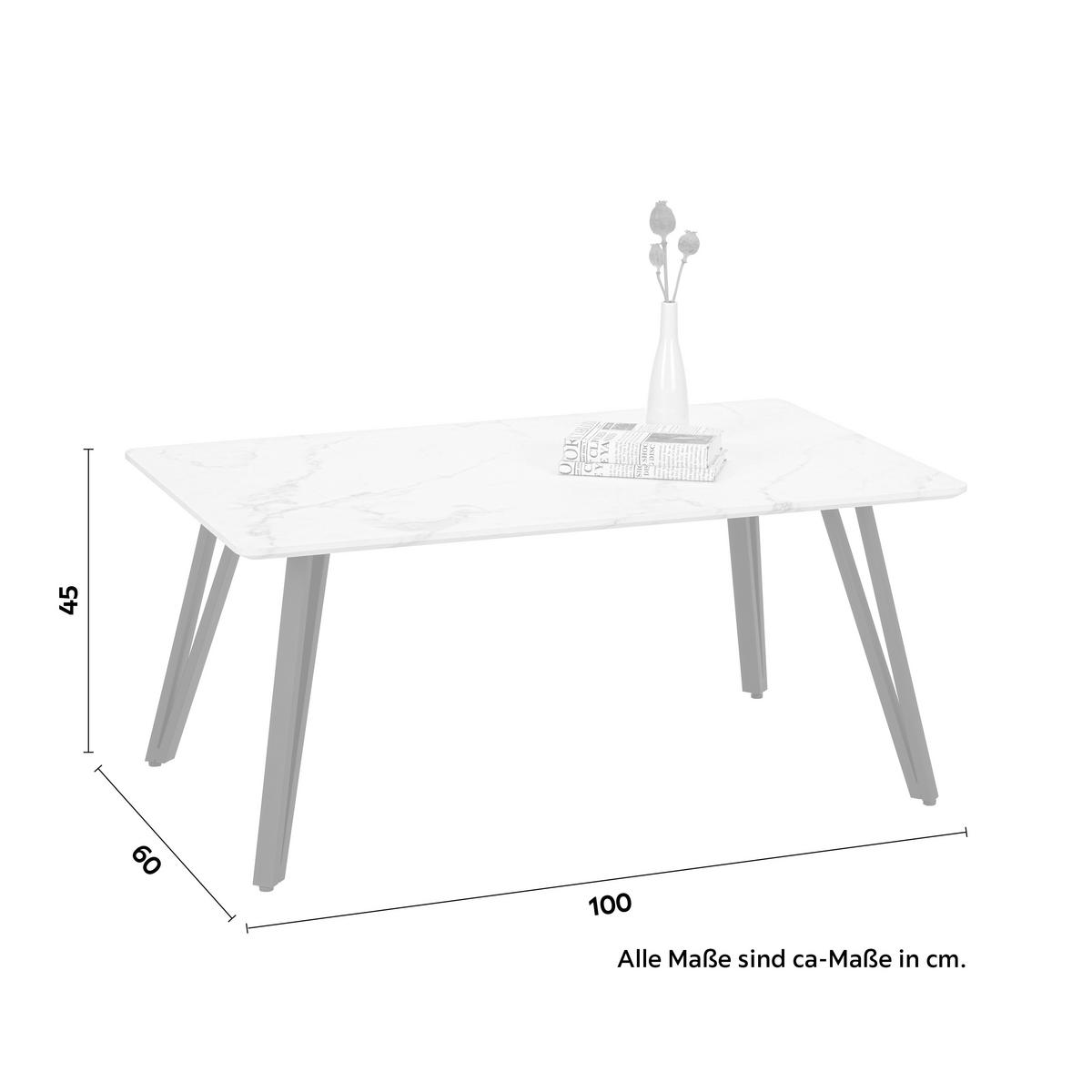 Konferenční stolek FLORENZ - bílá/černá, Moderní, kov/kompozitní dřevo (100/60/45cm) - Mömax