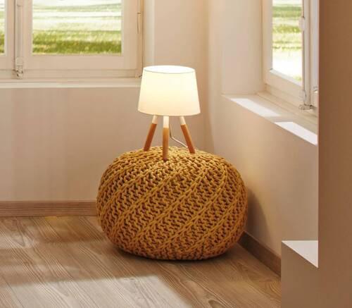Tischlampe dimmbar Braun/Weiß 79646 - Braun/Weiß, Design, Holz/Textil (22,0/31,5cm) - Paulmann