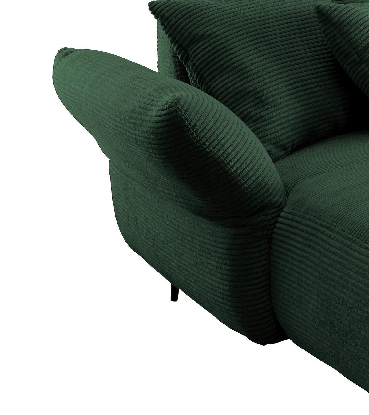 Ecksofa Vanilla Dunkelgrün S: 178x264-302 cm - Dunkelgrün/Schwarz, Design, Textil (178/264-302cm) - Livetastic