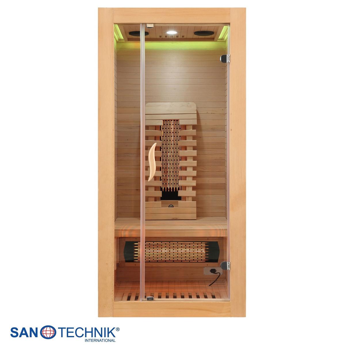 Infrarotkabine ergonomische Rückenlehnen - Naturfarben, Basics, Glas/Holz (90/190/90cm) - Sanotechnik