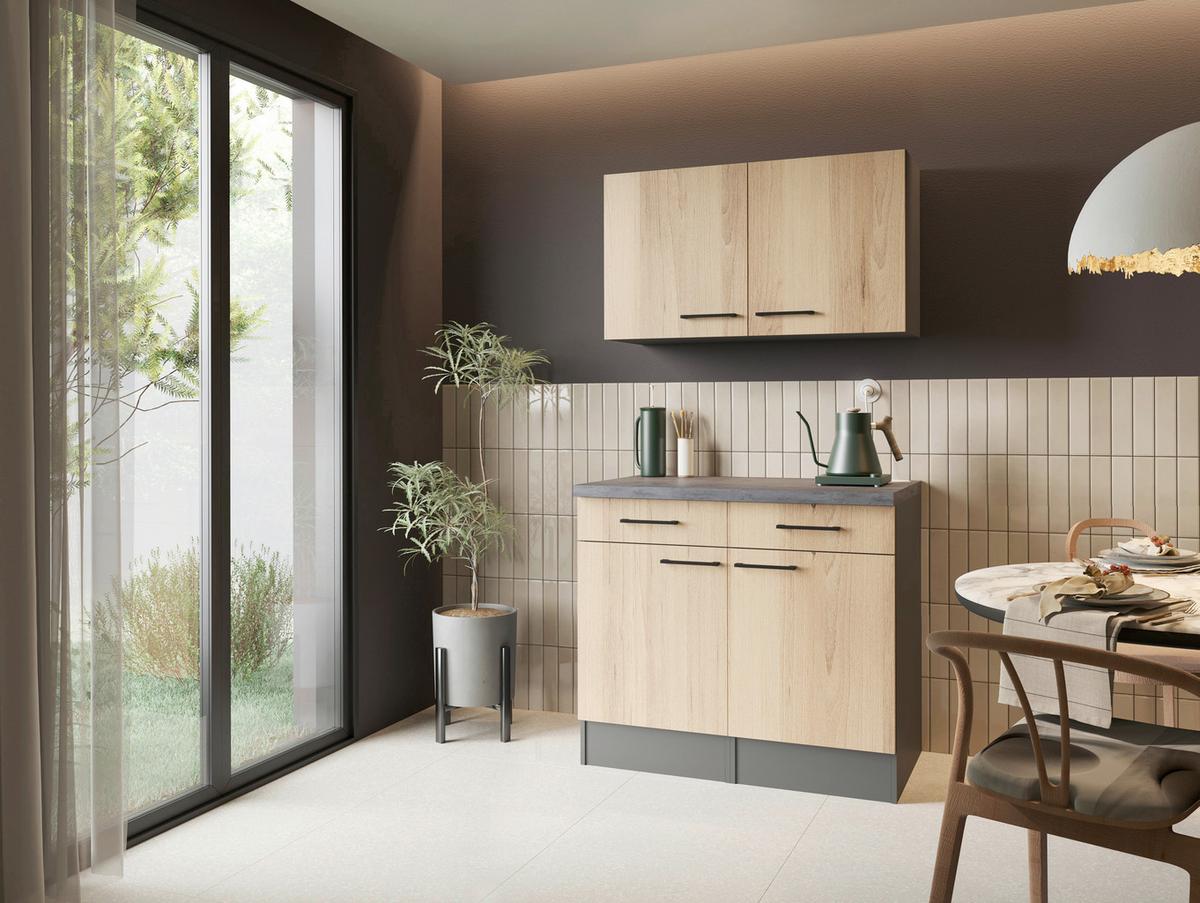 BUFFET Oliver, Grau Artisan B: 100 cm - Eiche Artisan/Grau, Trend, Holzwerkstoff (100/200/60cm) - Respekta
