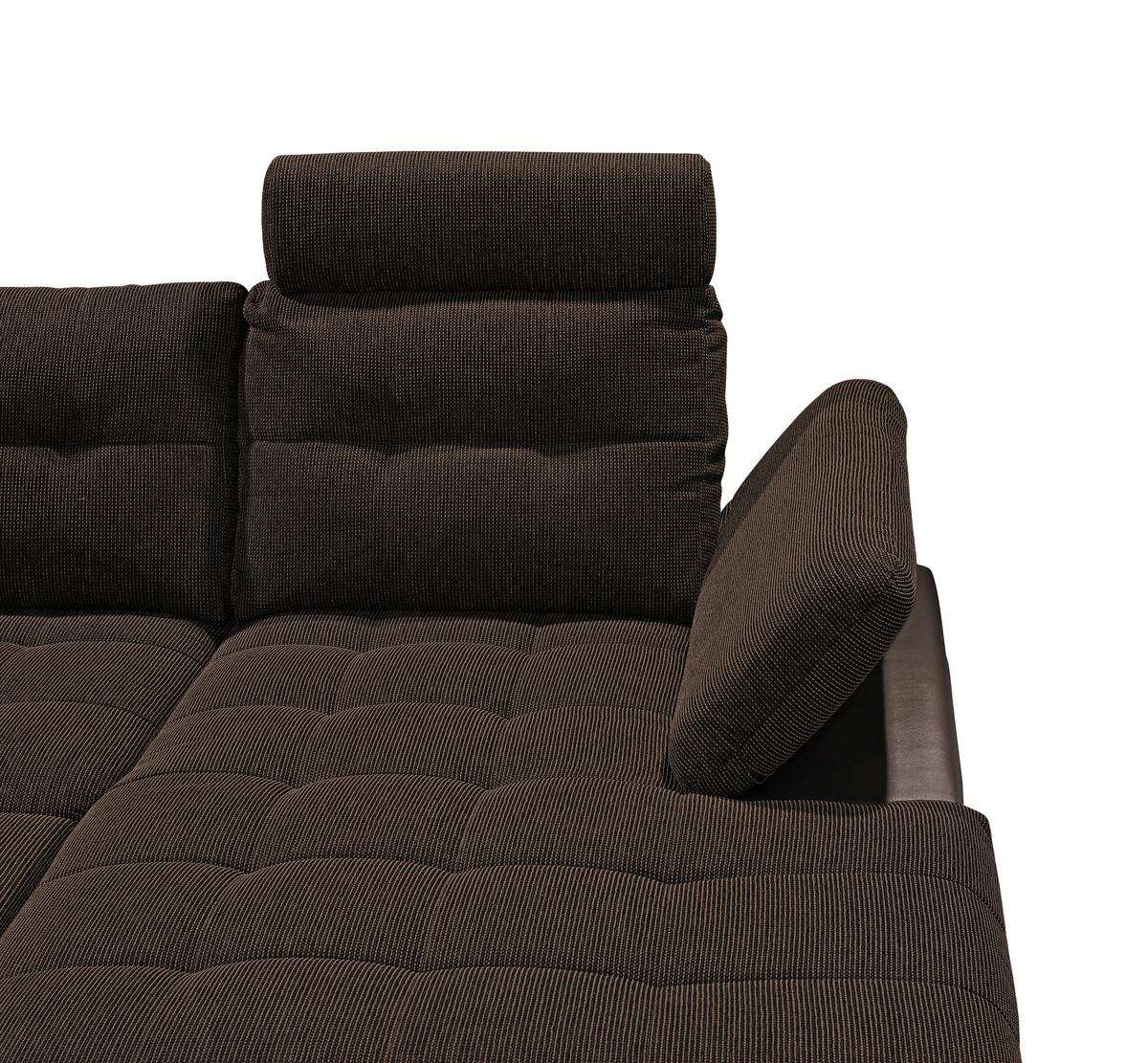 Wohnlandschaft Jakarta U Dunkelbraun - Dunkelbraun/Silberfarben, MODERN, Holzwerkstoff/Textil (218/324/170cm) - MID.YOU