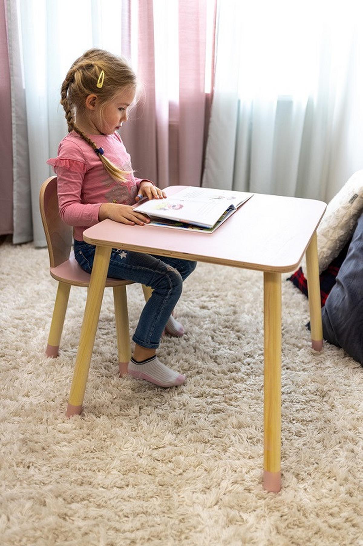 Kindersitzgruppe Bunny Table And Chair Set Pink/Naturfarben - Pink/Naturfarben, Basics, Holz (51,5/60/50cm)