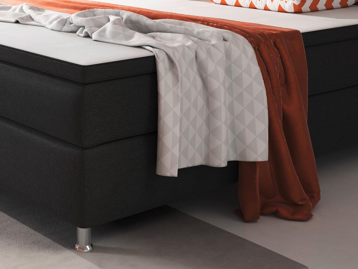 Boxspringbett Mit Topper 180x200 Cm Berlin F - Silberfarben/Schwarz, KONVENTIONELL, Textil (180/200cm) - MID.YOU
