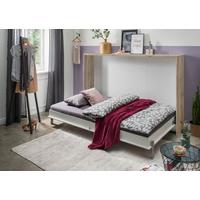 Schrankbett mit Lattenrost 140x200 Juist, Weiß/ Eiche - Eichefarben/Weiß, KONVENTIONELL, Holz/Holzwerkstoff (140/200cm) - MID.YOU