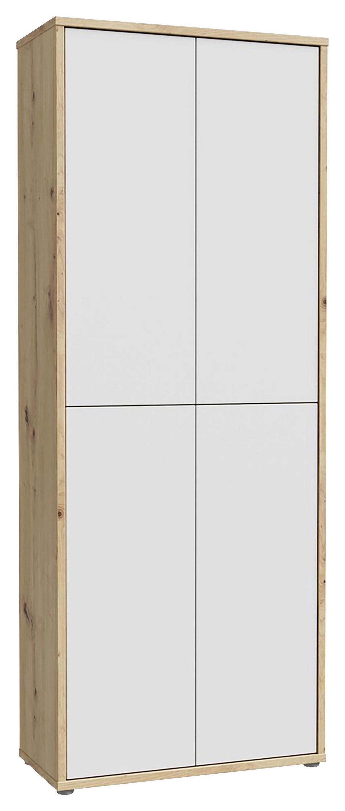 Skříň na boty, šedá/dub artisan, š: 74,5cm - šedá/světle šedá, Moderní, kompozitní dřevo/plast (74,5/191,9/34,9cm)