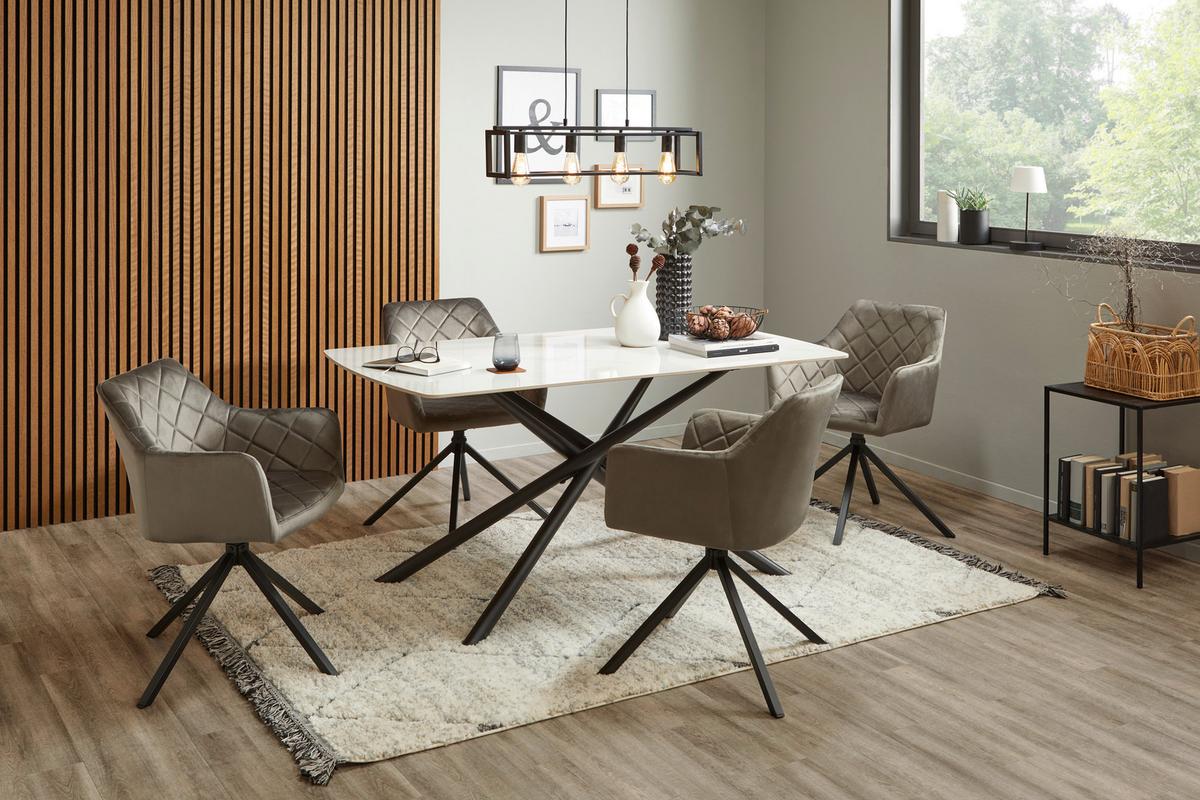 Étkezőasztal Mailand - fekete/fehér, Trend, fém/kerámia (160/75/90cm) - Nedis SmartLife
