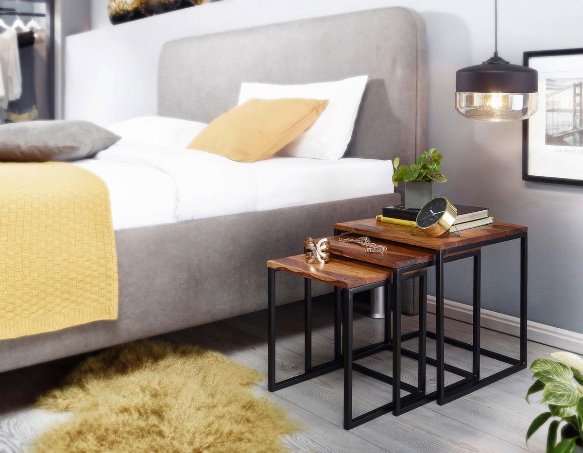 Satztisch Wohnling Sheeshamfarbenb:40cm - Sheeshamfarben/Schwarz, MODERN, Holz/Metall (40/40/42cm) - MID.YOU