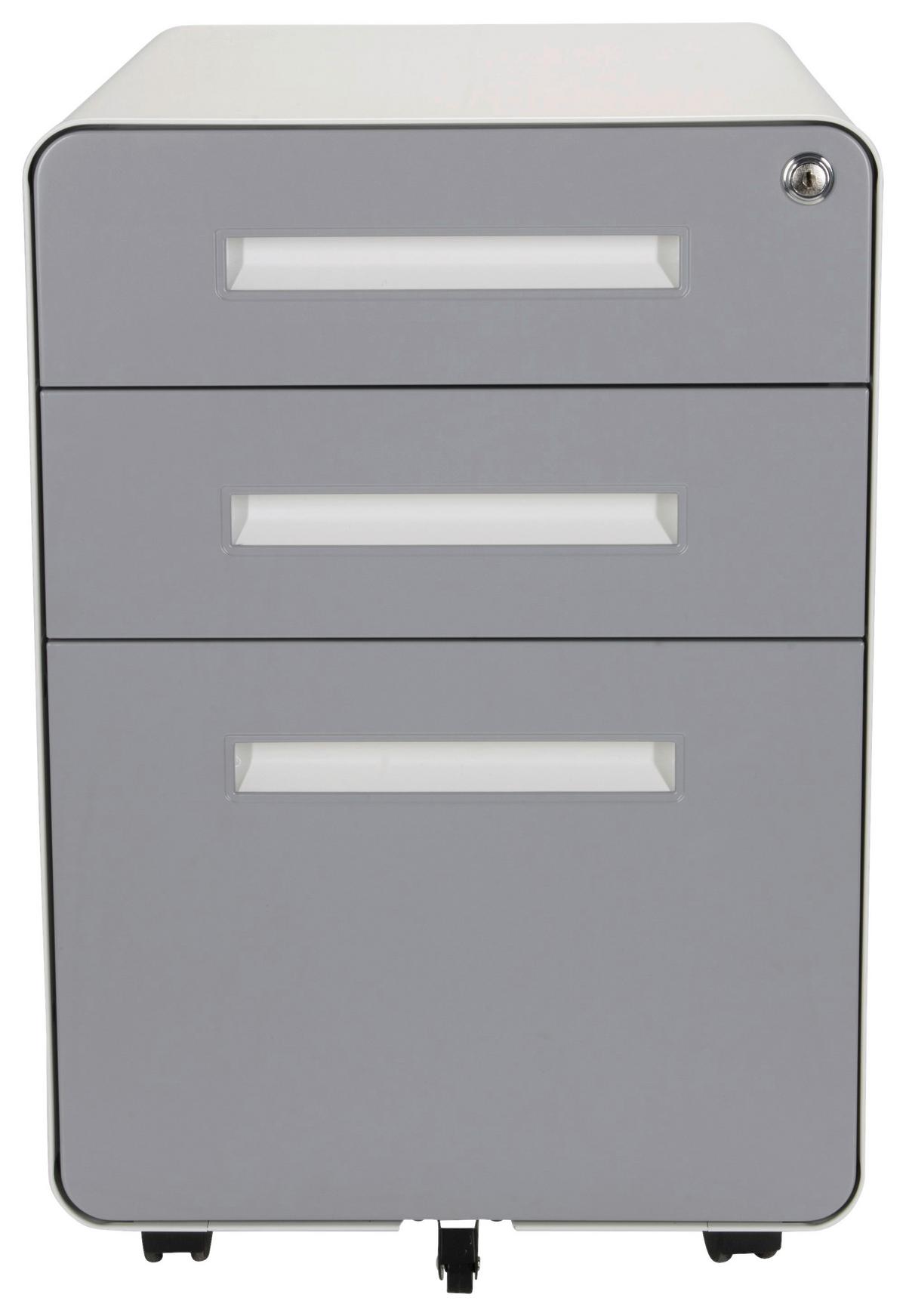 Rollcontainer Color Plus I Grau/Weiß - Weiß/Grau, MODERN, Kunststoff/Metall (40/60/50cm) - MID.YOU
