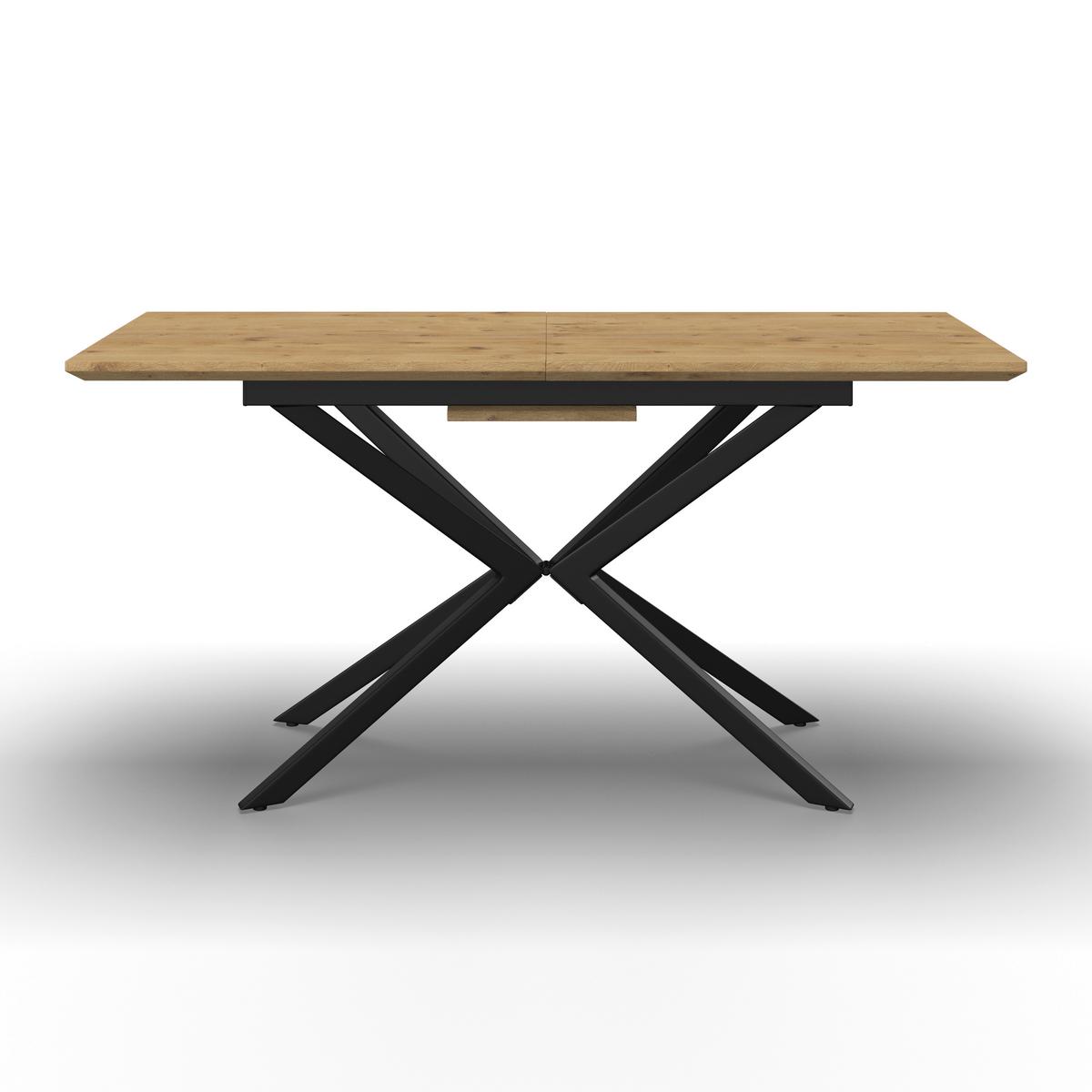 Výsuvný stůl AKI 140-180 - černá/barvy dubu, Moderní, kov/kompozitní dřevo (140-180/76/80cm) - Bessagi Home