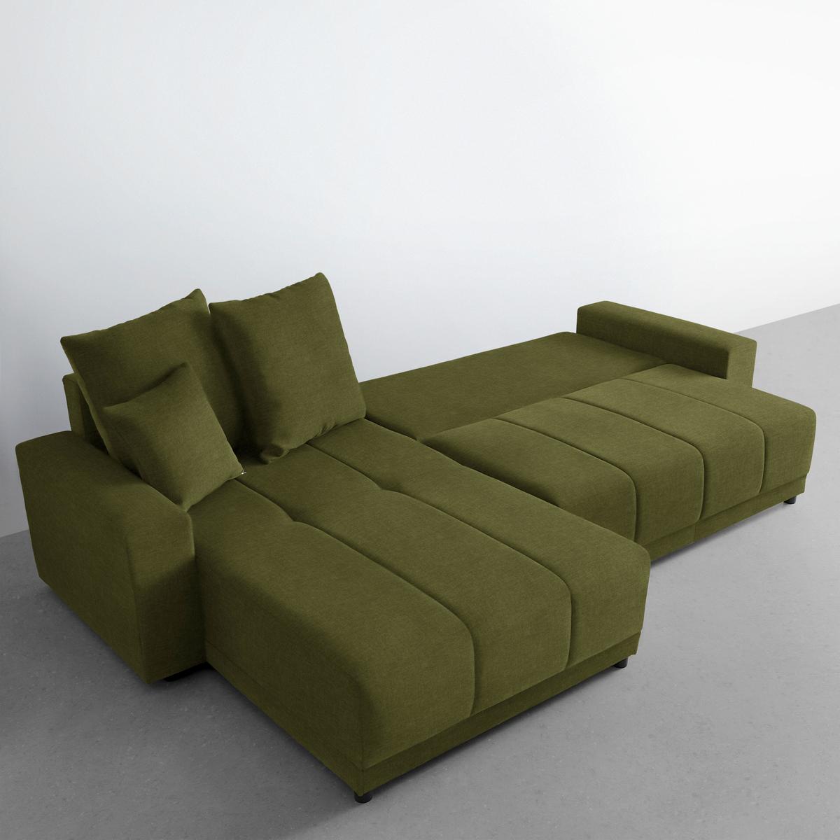 Rohová sedačka ALATRI, oboustr.,oliv.zelená,s polšt. - černá/zelená, Moderní, textil/plast (289/90/176cm) - Based
