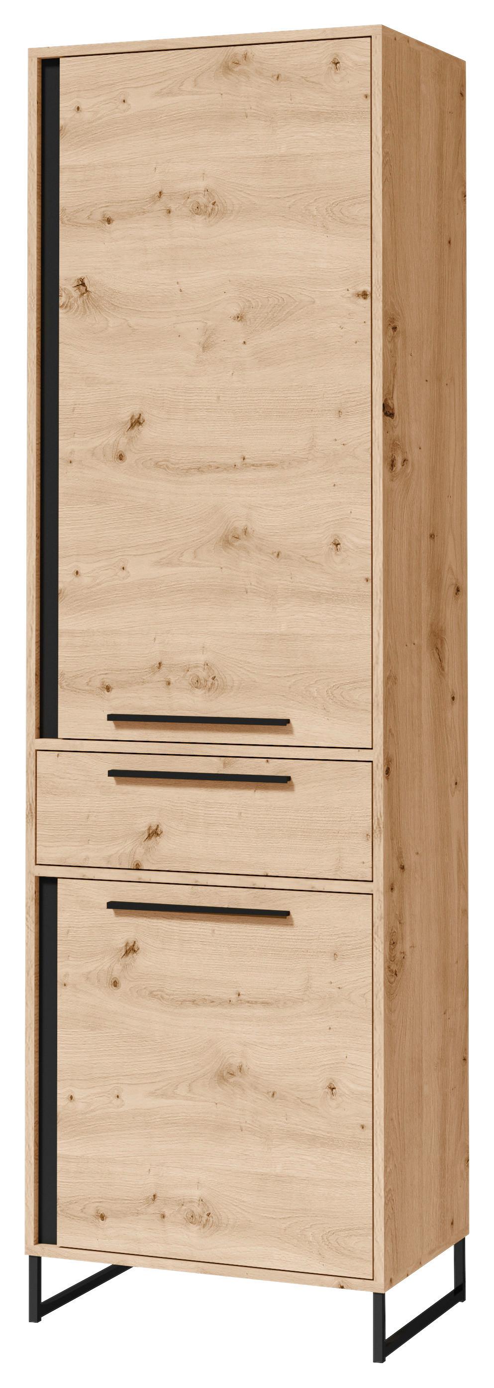 Vitrin Arkadia - fekete/Artisan tölgy, Modern, faalapú anyag (60/200/40cm)